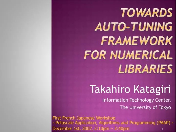 towards auto tuning framework for numerical libraries