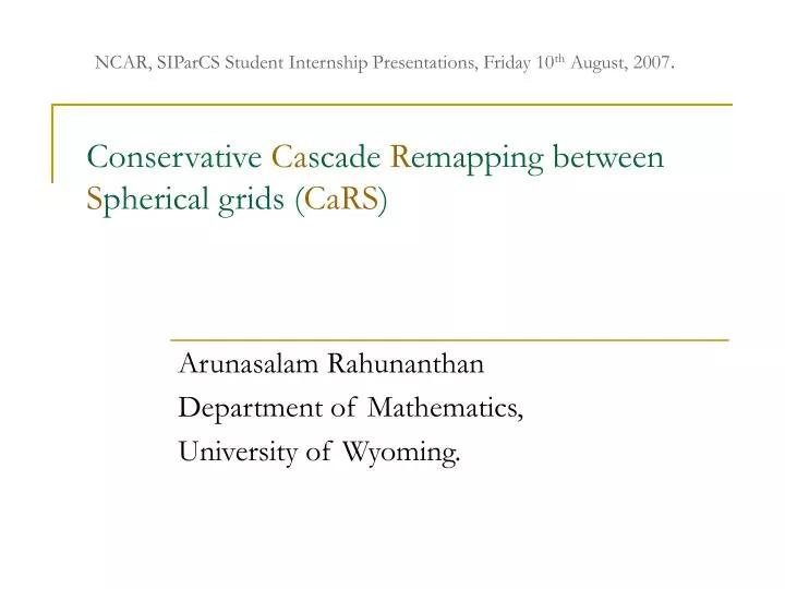 conservative ca scade r emapping between s pherical grids cars