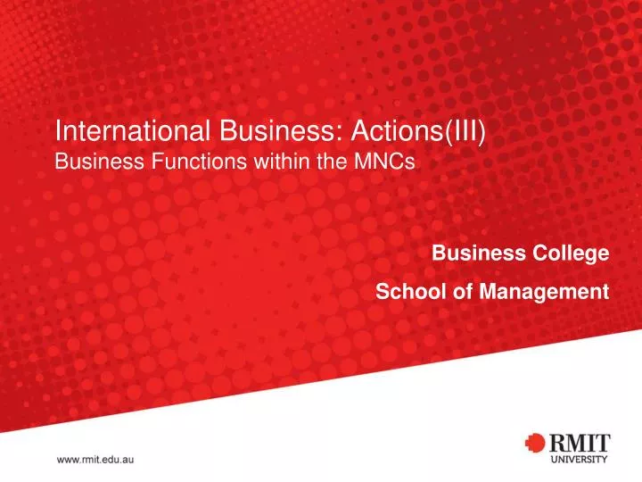 international business actions iii business functions within the mncs