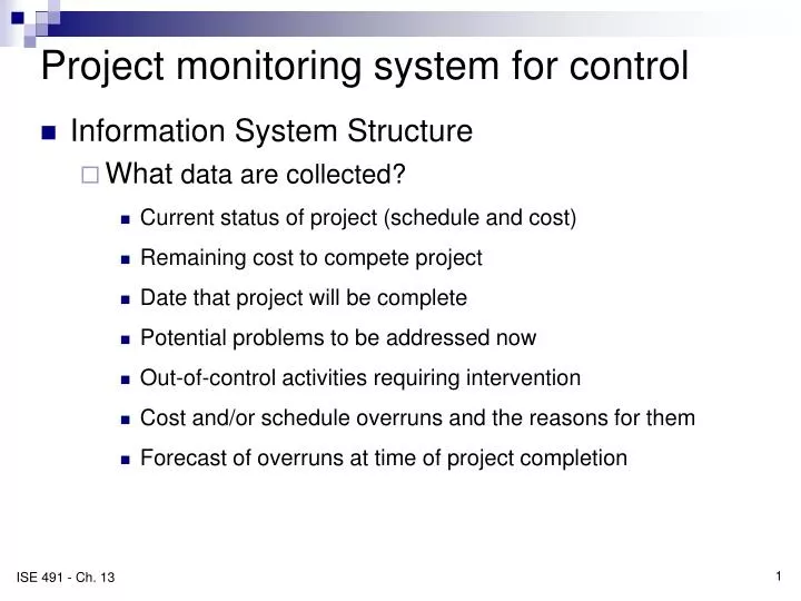 project monitoring system for control