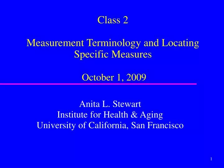 class 2 measurement terminology and locating specific measures october 1 2009