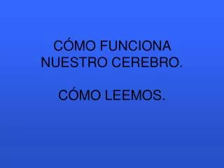 c mo funciona nuestro cerebro c mo leemos