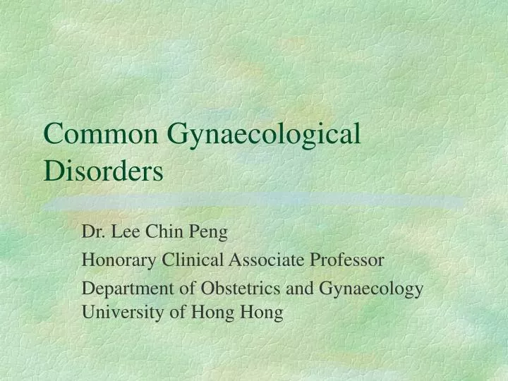 common gynaecological disorders