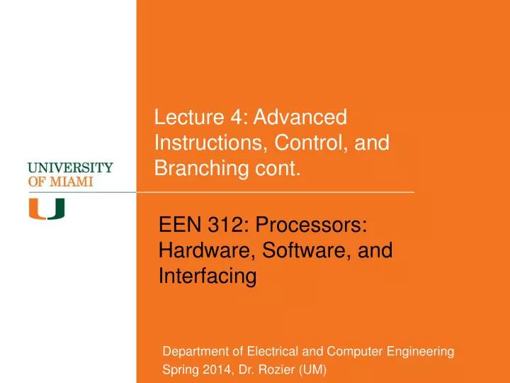 lecture 4 advanced instructions control and branching cont