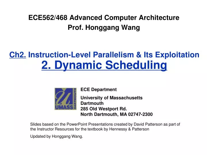 ch2 instruction level parallelism its exploitation 2 dynamic scheduling