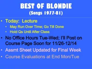 BEST OF BLONDIE (Songs 1977-81)