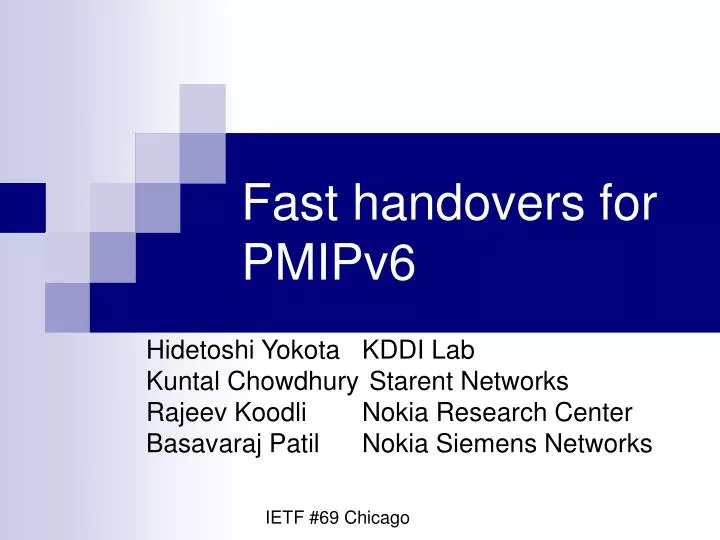 fast handovers for pmipv6