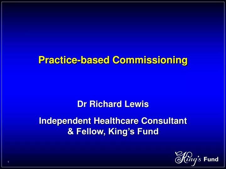 practice based commissioning