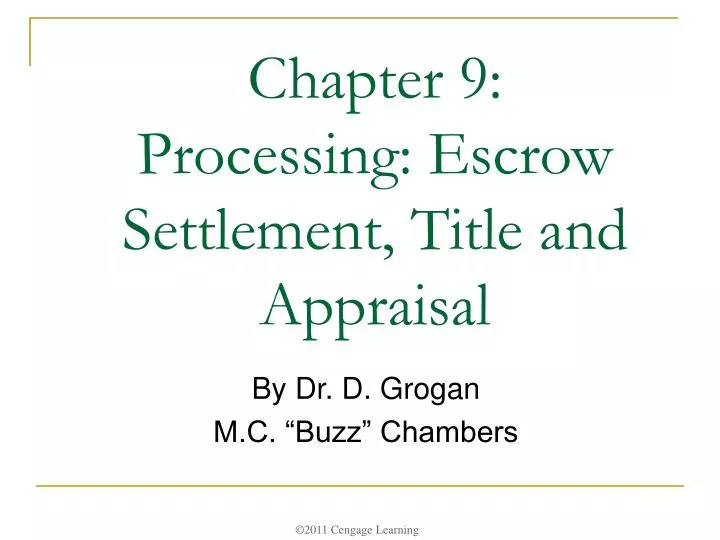 chapter 9 processing escrow settlement title and appraisal