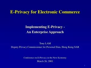 E-Privacy for Electronic Commerce