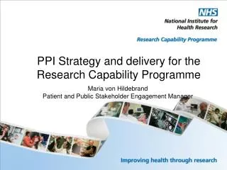 PPI Strategy and delivery for the Research Capability Programme