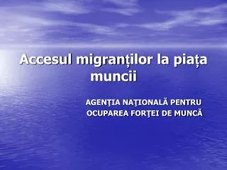 accesul migran ilor la pia a muncii