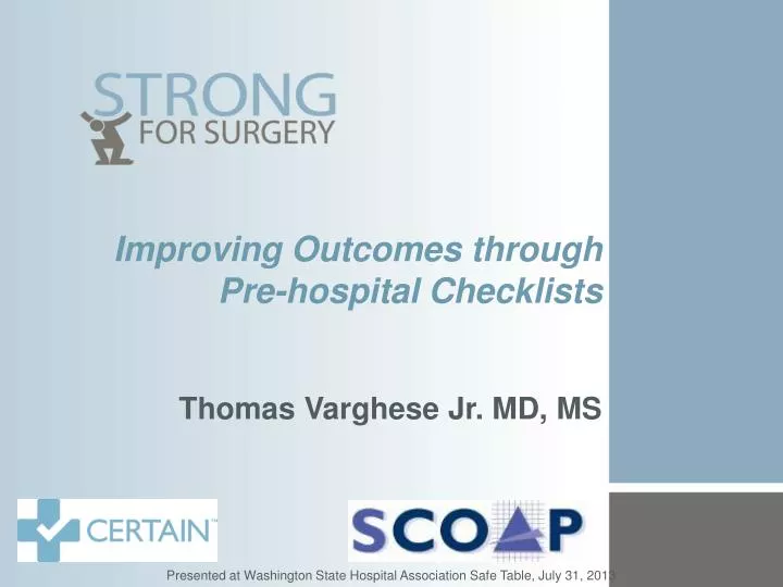 improving outcomes through pre hospital checklists