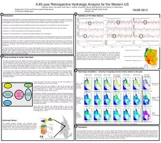 A 85-year Retrospective Hydrologic Analysis for the Western US