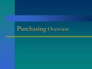Purchasing Overview