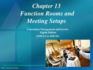 Chapter 13 Function Rooms and Meeting Setups