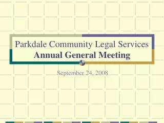 Parkdale Community Legal Services Annual General Meeting
