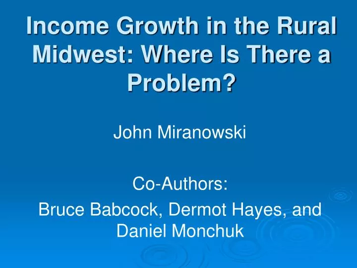 income growth in the rural midwest where is there a problem