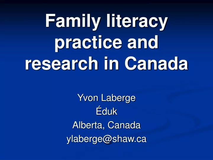 family literacy practice and research in canada