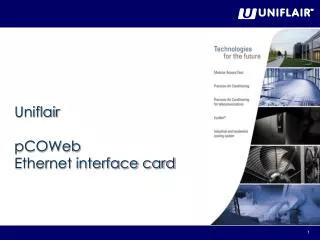 Uniflair pCOWeb Ethernet interface card