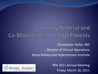 Timely Referral and Co-Management of CKD Patients