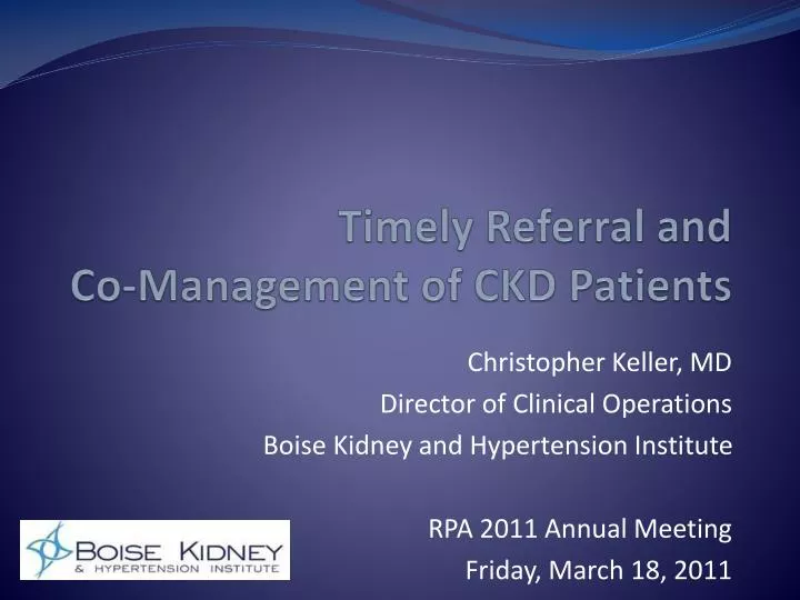 timely referral and co management of ckd patients