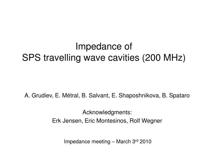 impedance of sps travelling wave cavities 200 mhz