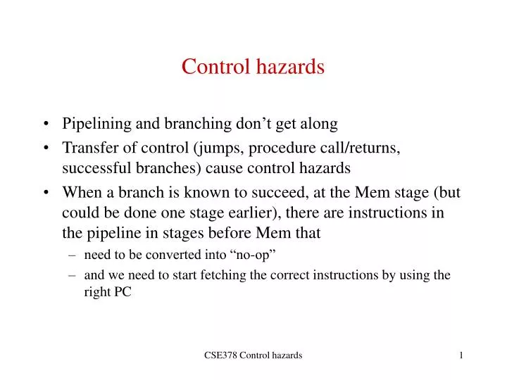 control hazards