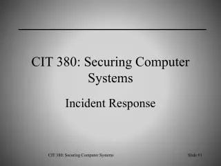 CIT 380: Securing Computer Systems