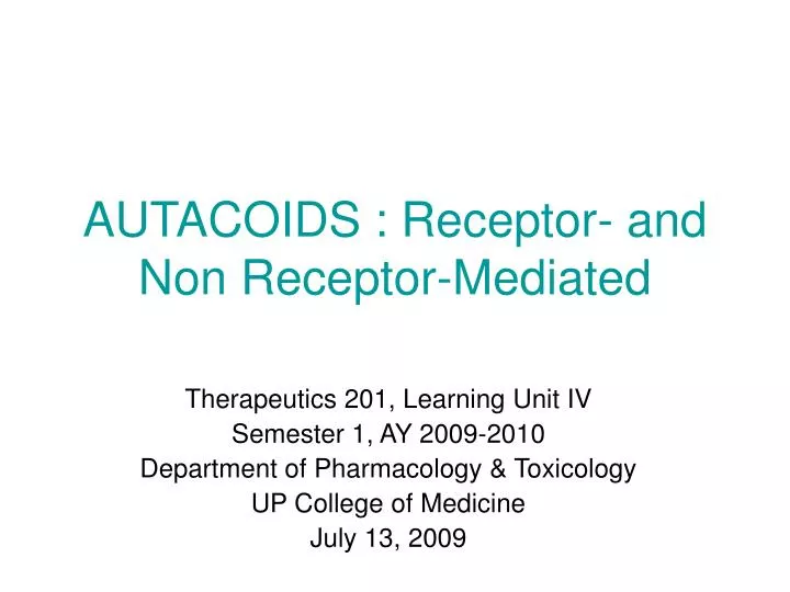 autacoids receptor and non receptor mediated