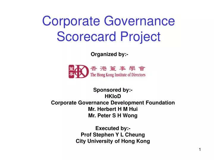 corporate governance scorecard project