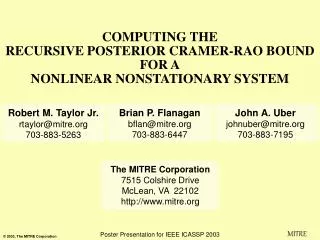 COMPUTING THE RECURSIVE POSTERIOR CRAMER-RAO BOUND FOR A NONLINEAR NONSTATIONARY SYSTEM