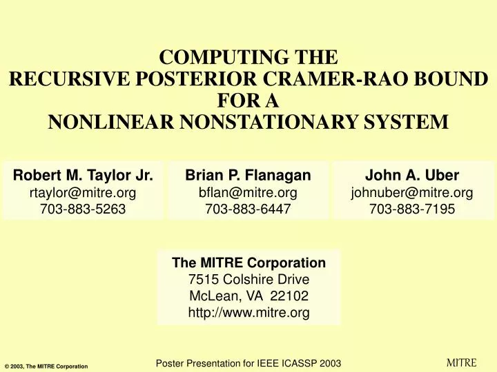 computing the recursive posterior cramer rao bound for a nonlinear nonstationary system