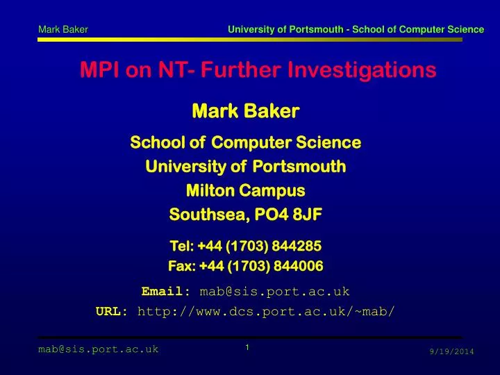 mpi on nt further investigations
