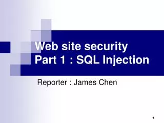 Web site security Part 1 : SQL Injection