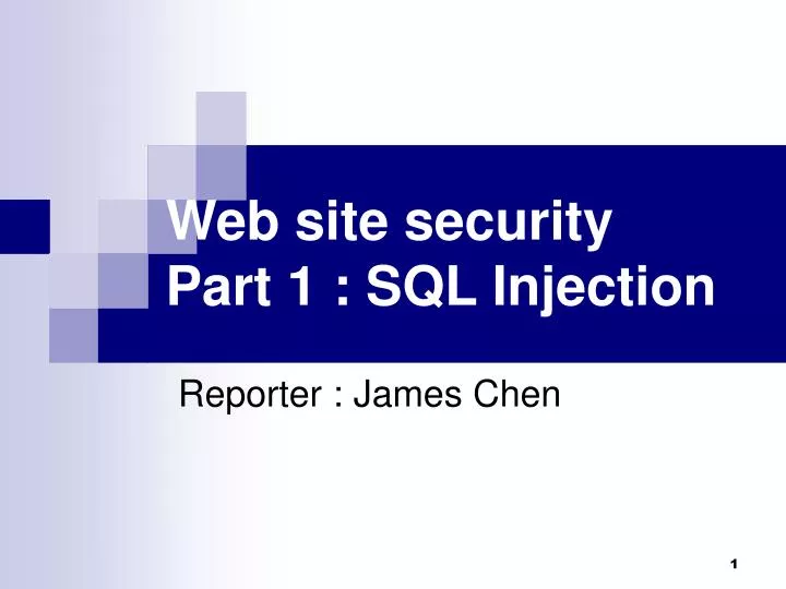 web site security part 1 sql injection