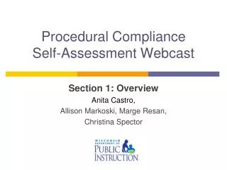 Procedural Compliance Self-Assessment Webcast