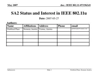 SA2 Status and Interest in IEEE 802.11u