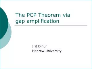The PCP Theorem via gap amplification