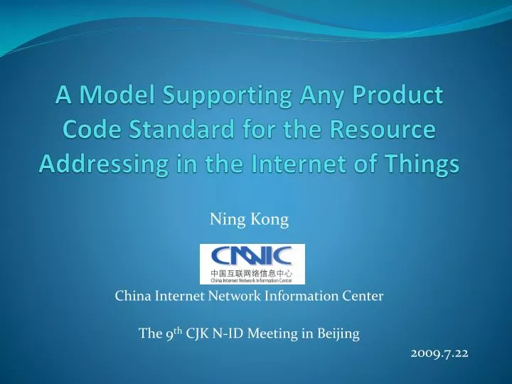 a model supporting any product code standard for the resource addressing in the internet of things