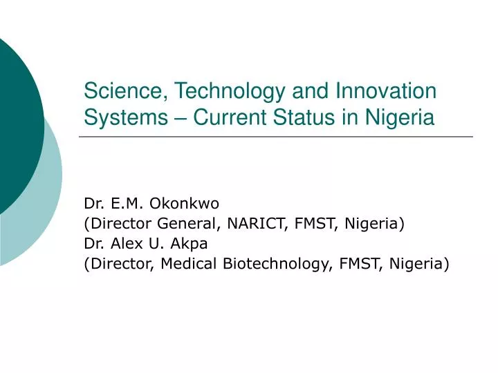 science technology and innovation systems current status in nigeria