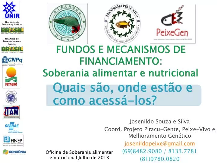 fundos e mecanismos de financiamento soberania alimentar e nutricional