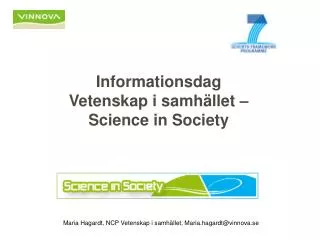 Informationsdag Vetenskap i samhället – Science in Society