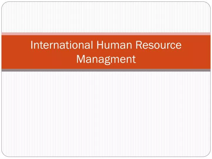 international human resource managment