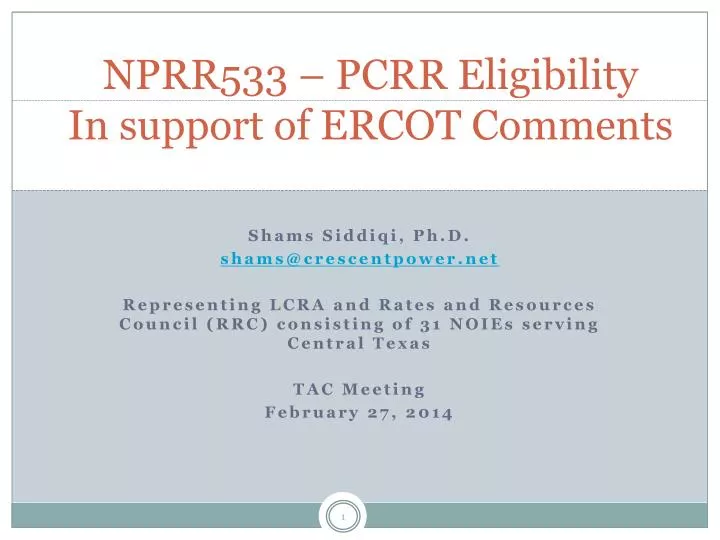 nprr533 pcrr eligibility in support of ercot comments