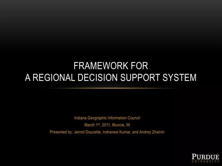 framework for a regional decision support system