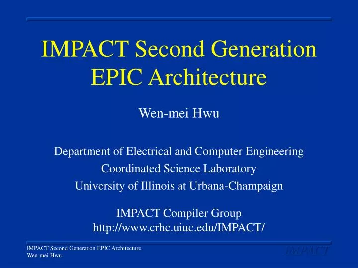 impact second generation epic architecture
