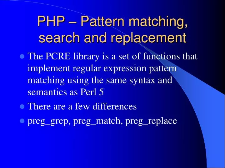 php pattern matching search and replacement