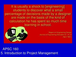 APSC 160 5. Introduction to Project Management