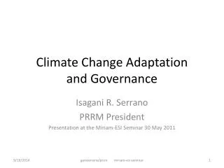 Climate Change Adaptation and Governance